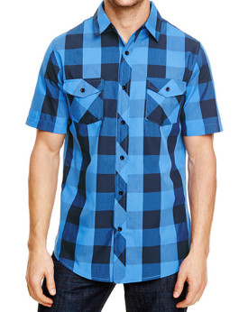 Chemise d'entreprise  Personnalisée Couleur:Black - Blue (Checked) 