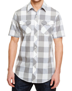 Chemise d'entreprise  Personnalisée Couleur:Grey - White (Checked) 