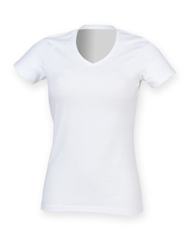 Tee shirt Personnalisé Manche Courte V-Neck Femme  165 g/m² - SF Women SF122 - Tee shirt Personnalisé avec marquage broderie,...