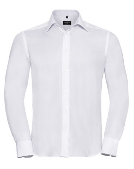 Chemise d'entreprise Personnalisée Manche Longue|portable avec des boutons de manchette Duo 100% coton 120 g/m² - Russell Col...