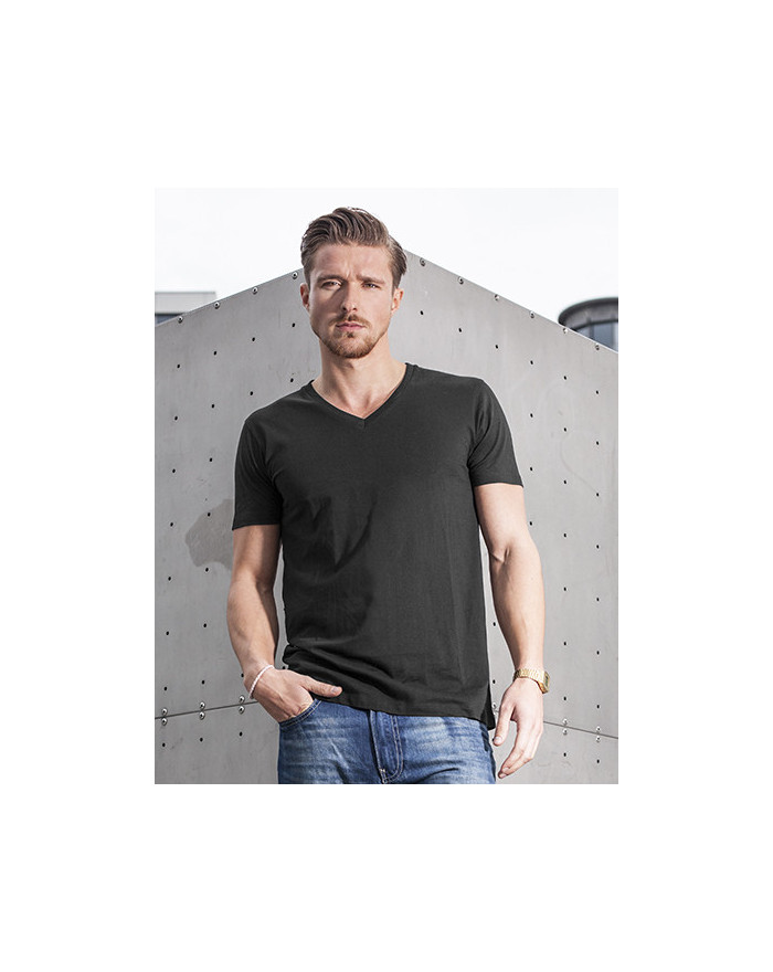 Tee shirt Personnalisé Manche Courte Bande de propreté|V-Neck Homme  140 g/m² - Build Your Brand BY006 - Tee shirt Personnali...