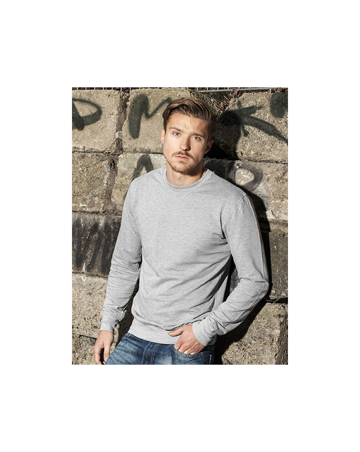 Sweat Personnalisée Manche Longue|avec liseré Point de croix|Bande de propreté|Col rond Homme  240 g/m² - Build Your Brand BY...