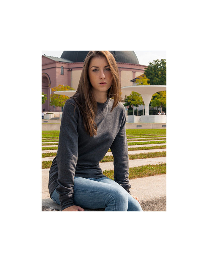 Sweat Personnalisée Manche Longue|avec liseré Point de croix|Bande de propreté|Col rond Femme  210 g/m² - Build Your Brand BY...