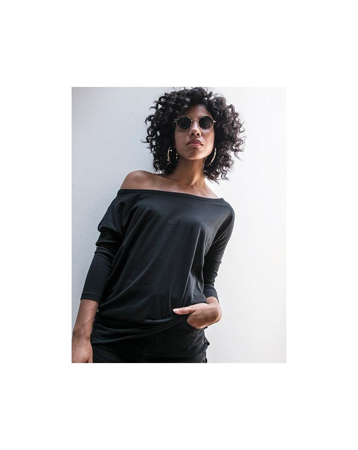 Tee shirt Personnalisé Manche Longue Boat-Neck|Col rond Femme  120 g/m² - Build Your Brand BY107 - Tee shirt Personnalisé ave...