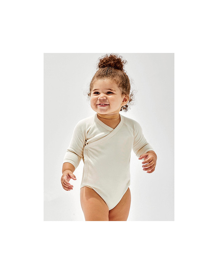 Grenouillères & pyjamas Personnalisés Manche Longue|Raglan V-Neck Enfant  200 g/m² - Babybugz BZ60 - Pyjamas avec marquage br...