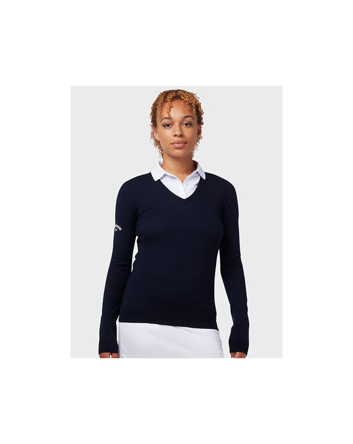 Sweat  Personnalisé Manche Longue|avec liseré V-Neck Femme    - Callaway CW352  