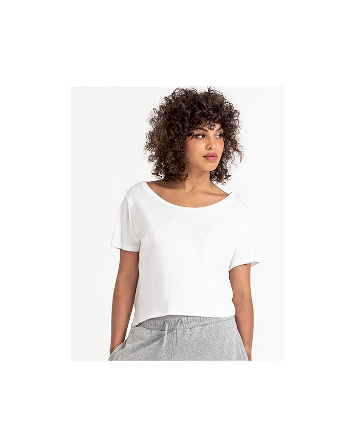 Tee shirt Personnalisé Manche Courte Boat-Neck|Bande de propreté|Col rond Femme  160 g/m² - Ecologie EA002F - Tee shirt Perso...