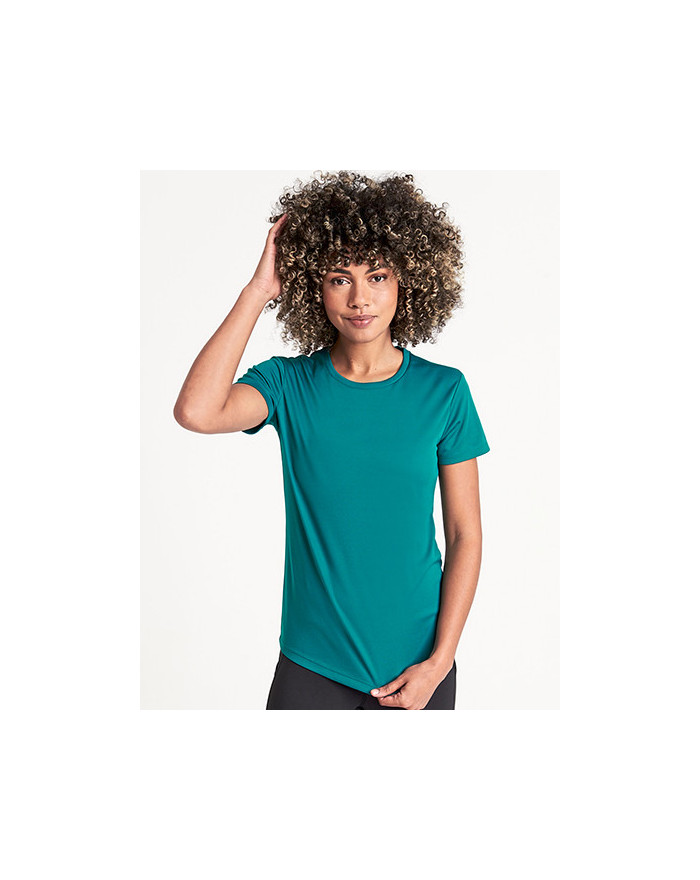 Tee shirt Personnalisé Manche Courte Bande de propreté|Col rond Femme  140 g/m² - Just Cool JC005 - Vêtements de Sport Person...