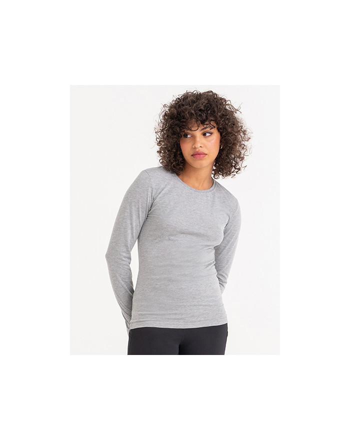 Tee shirt Personnalisé Manche Longue Bande de propreté|Col rond Femme  160 g/m² - Just Ts JT002F - Tee shirt Personnalisé ave...