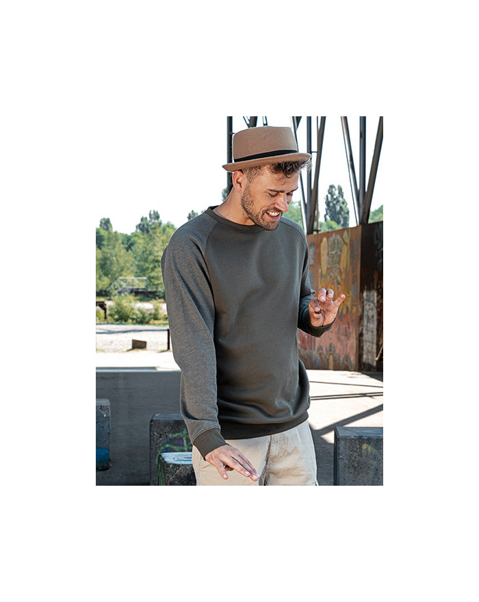 Sweat Personnalisée Manche Longue|avec liseré|Raglan Bande de propreté|Col rond Homme  300 g/m² - Miners mate MY510 - Sweat P...