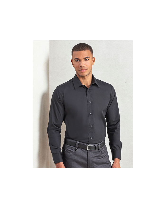 Chemise d'entreprise Personnalisée Manche Longue|Manchettes Homme 105 g/m² - Premier Workwear PR204 - Chemise d'entreprise Pe...