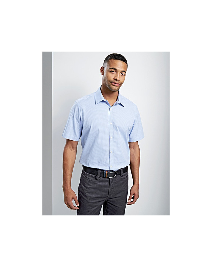 Chemise d'entreprise Personnalisée Manche Courte Duo 100% coton 115 g/m² - Premier Workwear PR221 - Chemise d'entreprise Pers...