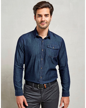 Chemise d'entreprise Personnalisée Manche Longue|Manchettes Duo 100% coton 155 g/m² - Premier Workwear PR222 - Chemise d'entr...