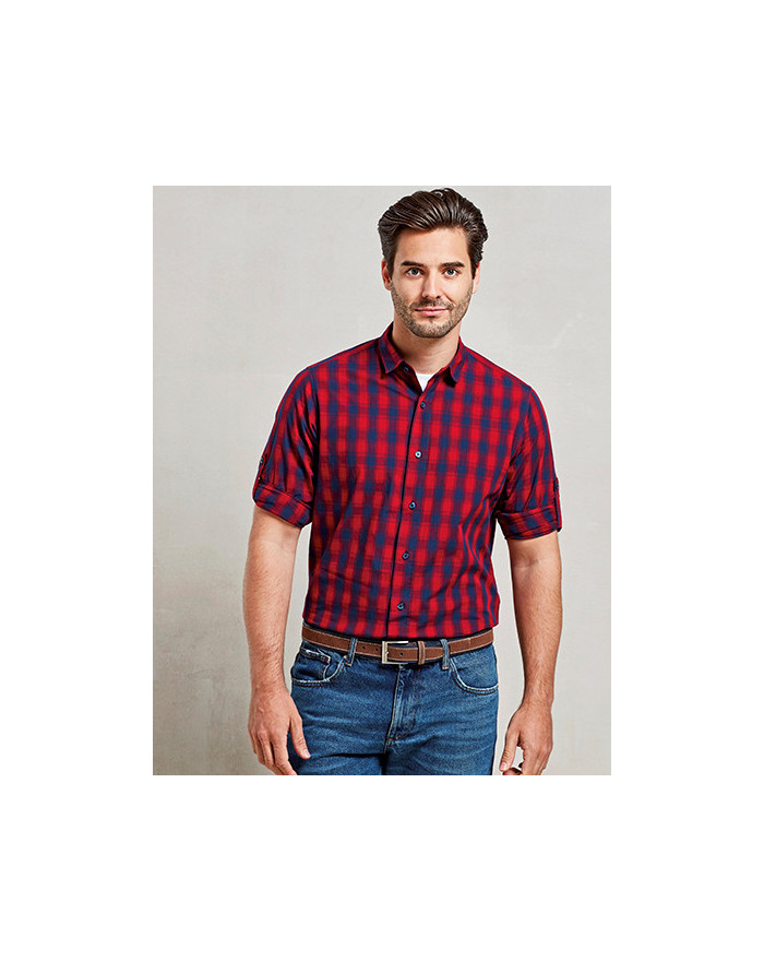 Chemise d'entreprise Personnalisée Enroulable|Manche Longue|Manchettes Duo 100% coton 115 g/m² - Premier Workwear PR250 - Che...