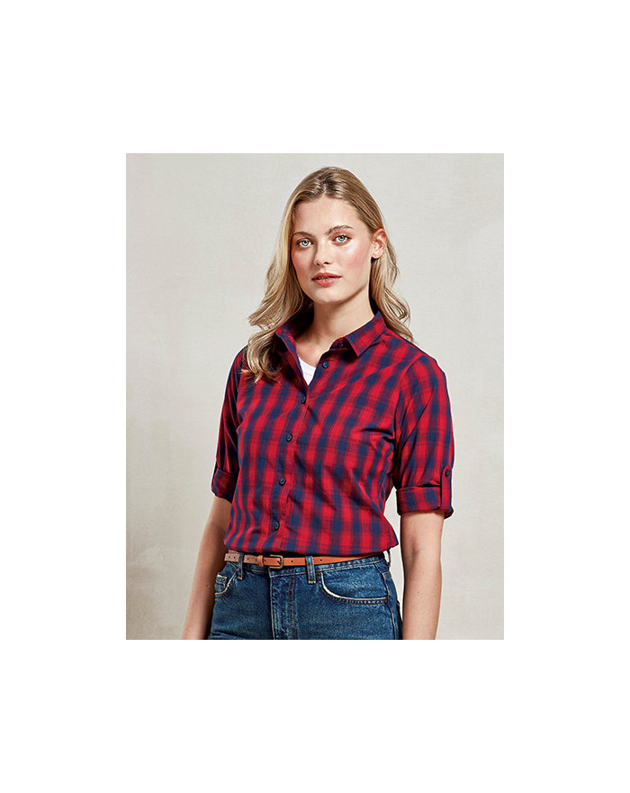 Chemise d'entreprise Personnalisée Enroulable|Manche Longue Duo 100% coton 115 g/m² - Premier Workwear PR350 - Chemise d'entr...