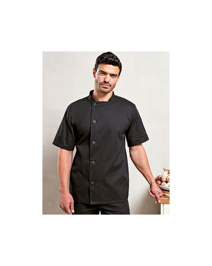 Veste Personnalisée Manche Courte Homme 170 g/m² - Premier Workwear PR900 - Vêtement restauration Personnalisé avec marquage ...