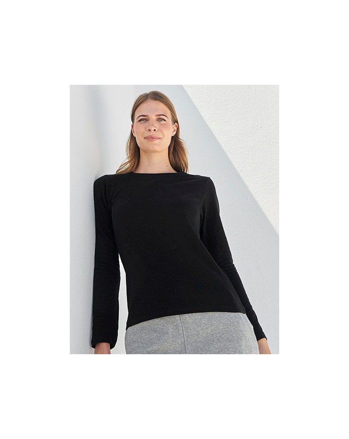 Tee shirt Personnalisé Manche Longue Bande de propreté|Col rond Femme  165 g/m² - SF Women SF124 - Tee shirt Personnalisé ave...