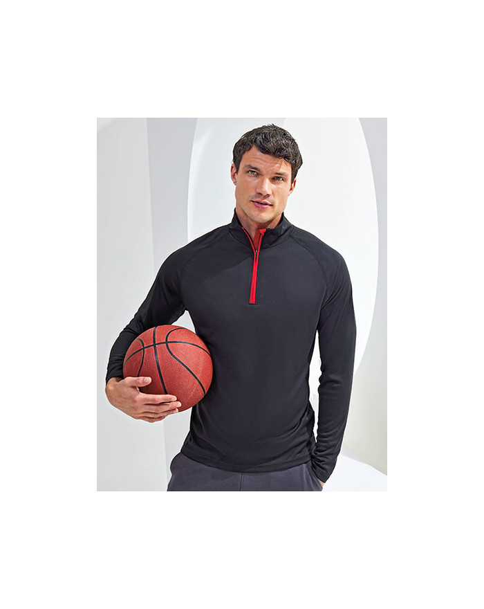 Tee shirt Personnalisé Manche Longue Fermeture à glissière 1/2 Homme  135 g/m² - TriDri® TR110 - Tee shirt Personnalisé avec ...