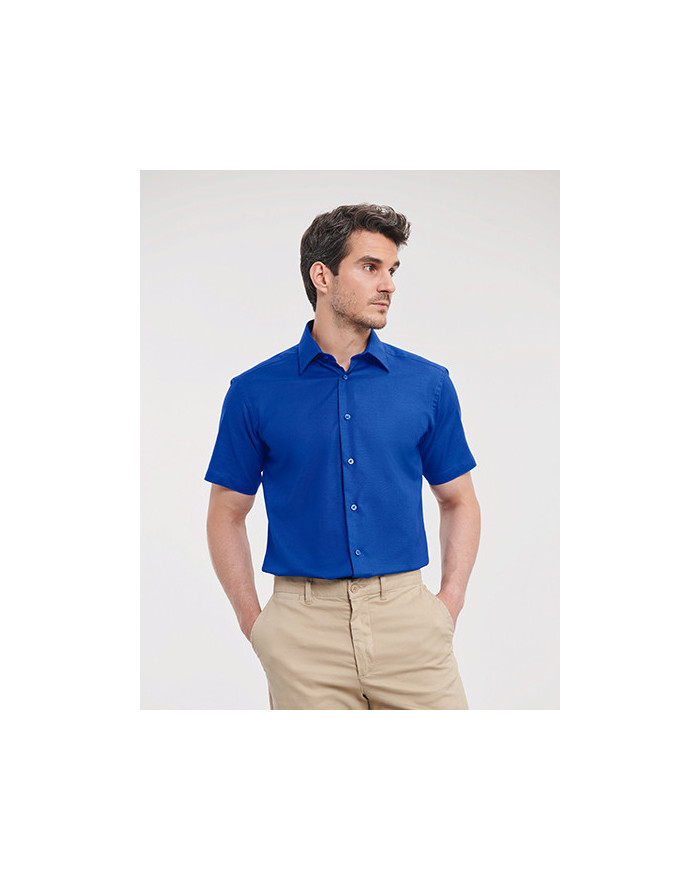 Chemise d'entreprise Personnalisée Manche Courte Duo 135 g/m² (White: 130 g/m²) - Russell Collection R-923M-0 - Chemise d'ent...