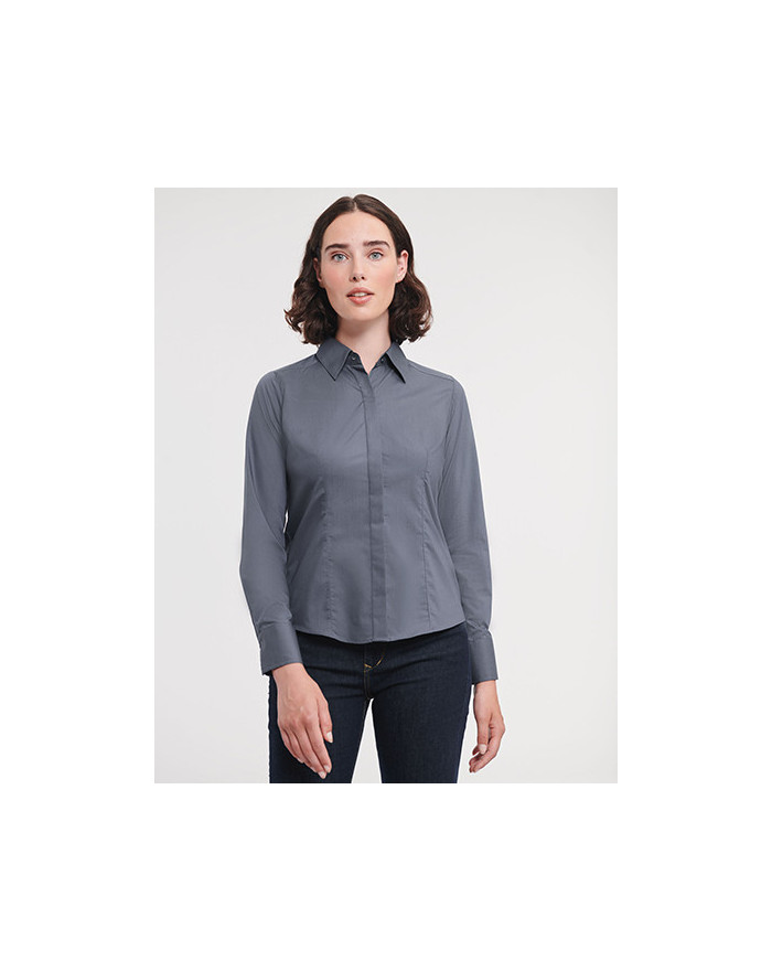 Chemise d'entreprise Personnalisée Manche Longue|Manchettes Duo 105 g/m² (White: 110 g/m²) - Russell Collection R-924F-0 - Ch...