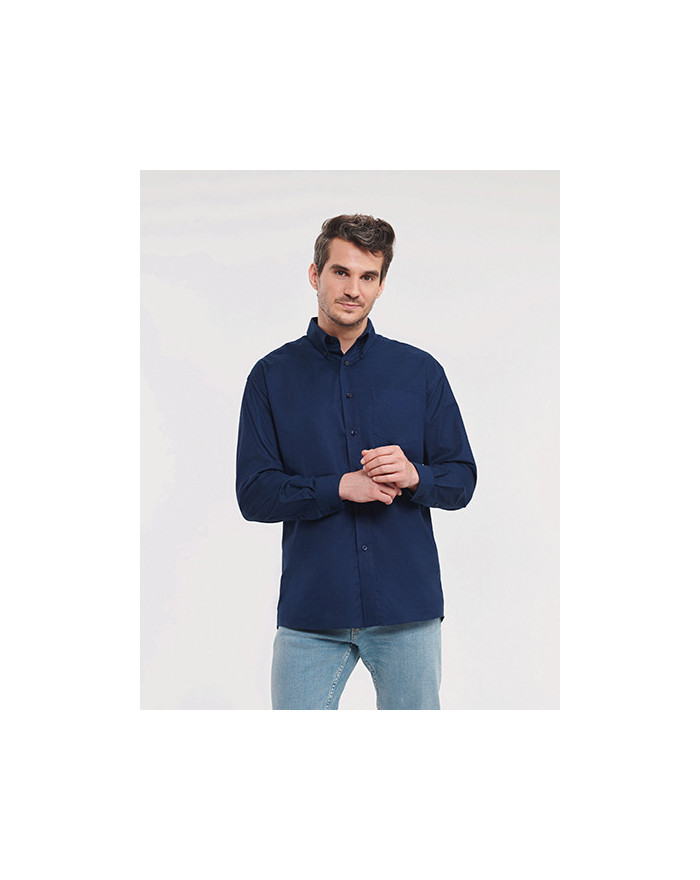 Chemise d'entreprise Personnalisée Manche Longue|Manchettes Duo 135 g/m² (White: 130 g/m²) - Russell Collection R-932M-0 - Ch...