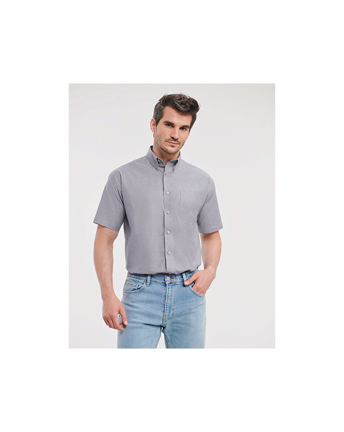 Chemise d'entreprise Personnalisée Manche Courte Duo 135 g/m² (White: 130 g/m²) - Russell Collection R-933M-0 - Chemise d'ent...