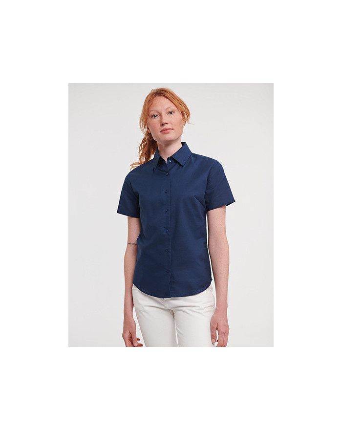 Chemise d'entreprise Personnalisée Manche Courte Duo 135 g/m² (White: 130 g/m²) - Russell Collection R-933F-0 - Chemise d'ent...