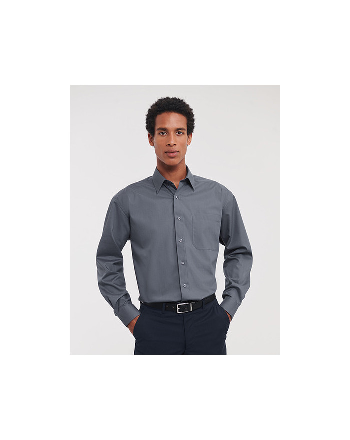 Chemise d'entreprise Personnalisée Manche Longue|Manchettes Duo 105 g/m² (White: 110 g/m²) - Russell Collection R-934M-0 - Ch...