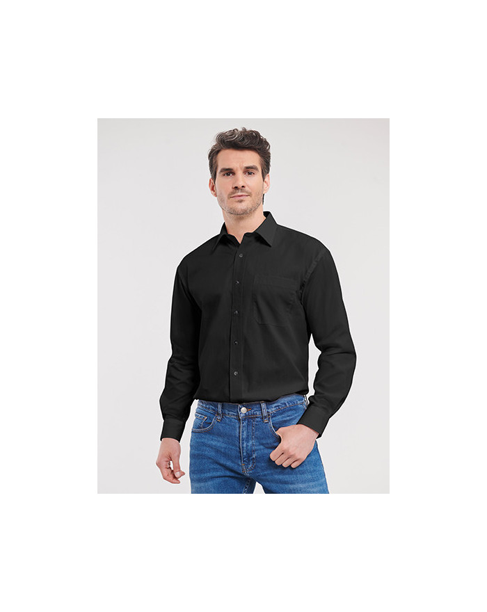 Chemise d'entreprise Personnalisée Manche Longue|Manchettes Duo 100% coton 125 g/m² (White: 120 g/m²) - Russell Collection R-...