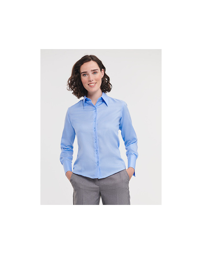 Chemise d'entreprise Personnalisée Manche Longue|portable avec des boutons de manchette Duo 100% coton 120 g/m² - Russell Col...