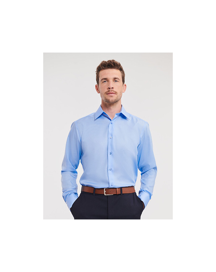 Chemise d'entreprise Personnalisée Manche Longue|portable avec des boutons de manchette Duo 100% coton 120 g/m² - Russell Col...