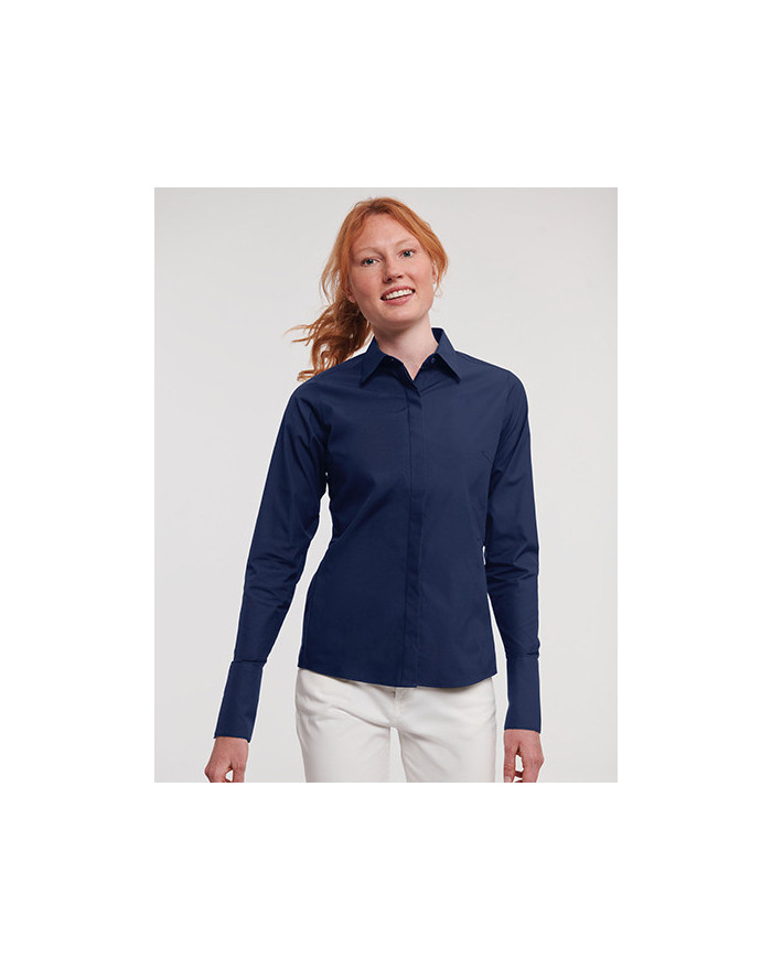 Chemise d'entreprise Personnalisée Manche Longue Duo 130 g/m² (White: 125 g/m²) - Russell Collection R-960F-0 - Chemise d'ent...