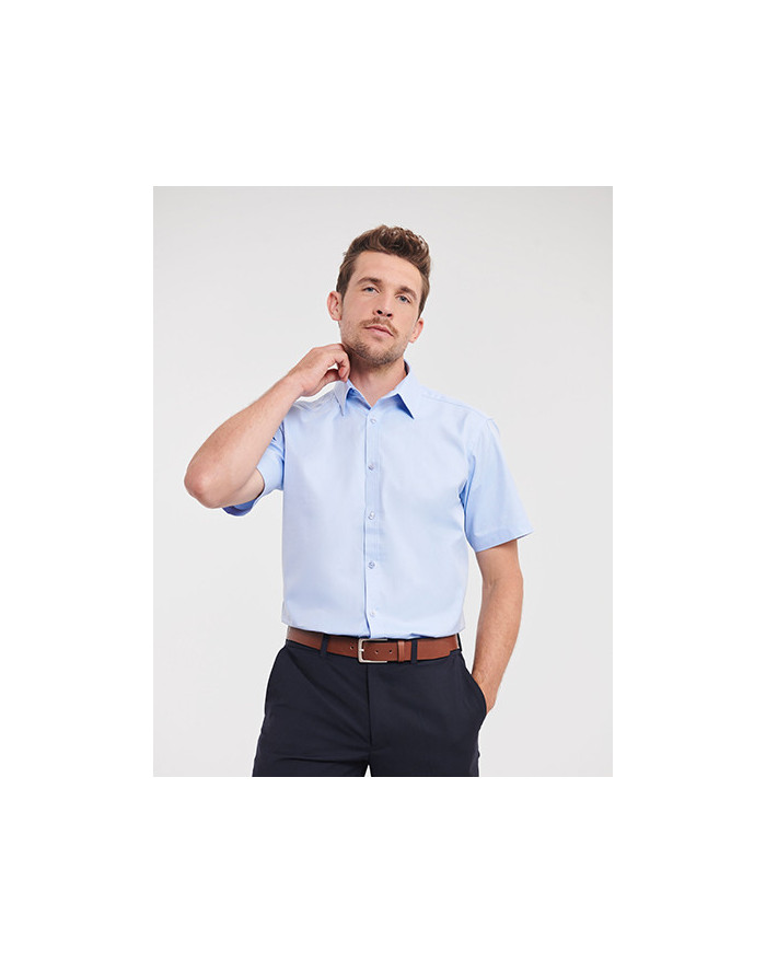 Chemise d'entreprise Personnalisée Manche Courte Duo 130 g/m² (White: 125 g/m²) - Russell Collection R-963M-0 - Chemise d'ent...