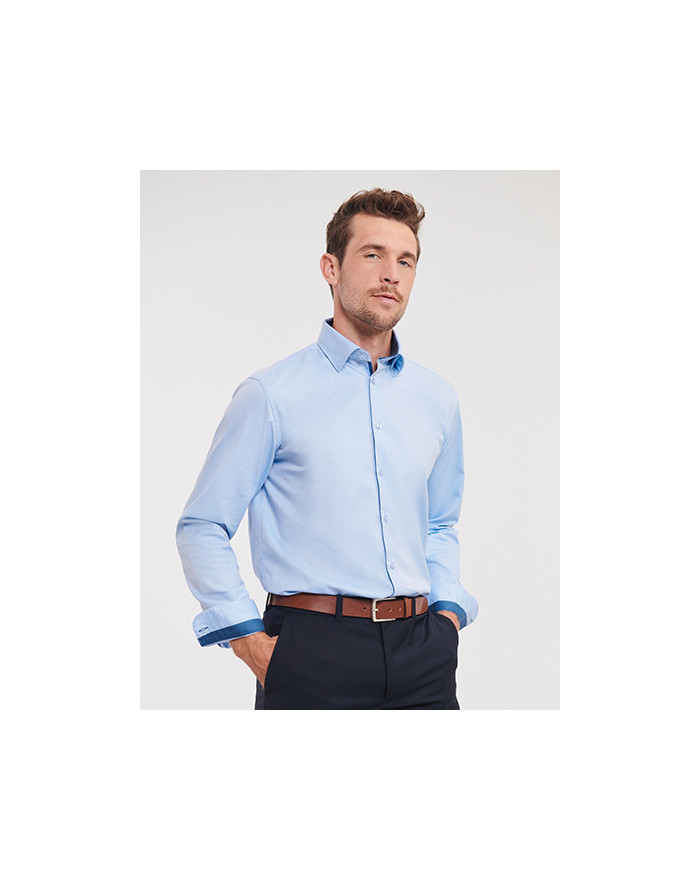 Chemise d'entreprise Personnalisée Manche Longue|portable avec des boutons de manchette Homme 125 g/m² (White: 130 g/m²) - Ru...