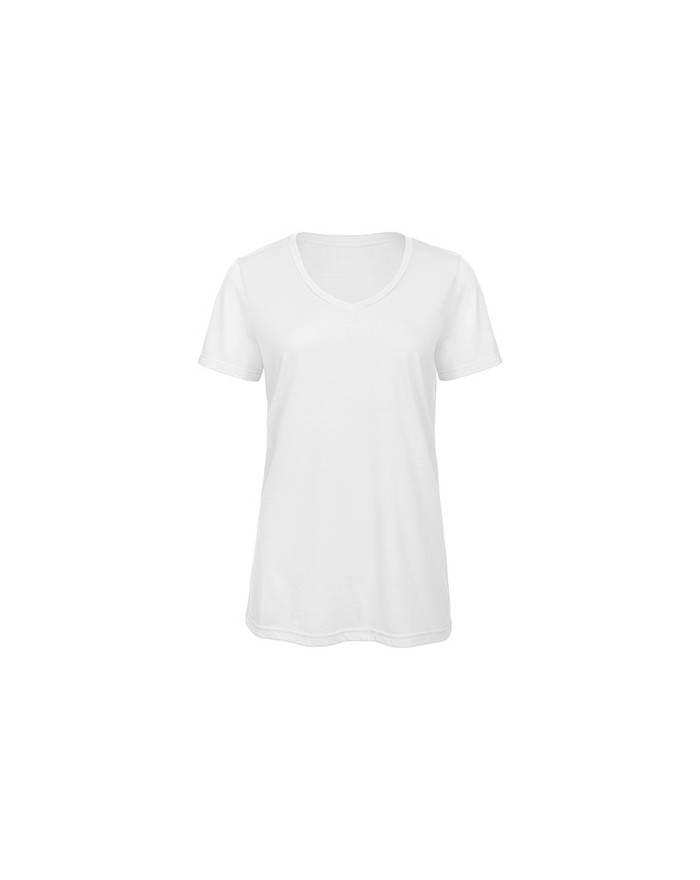 T-Shirt Col V Femme Triblend - Tee shirt Personnalisé avec marquage broderie, flocage ou impression. Grossiste vetements vier...