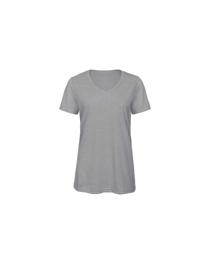 T-Shirt Col V Femme Triblend - Tee-shirt Personnalisé avec marquage broderie, flocage ou impression. Grossiste vetements vier...