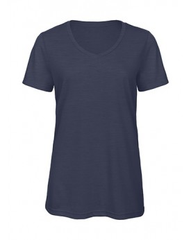 T-Shirt Col V Femme Triblend - Tee shirt Personnalisé avec marquage broderie, flocage ou impression. Grossiste vetements vier...