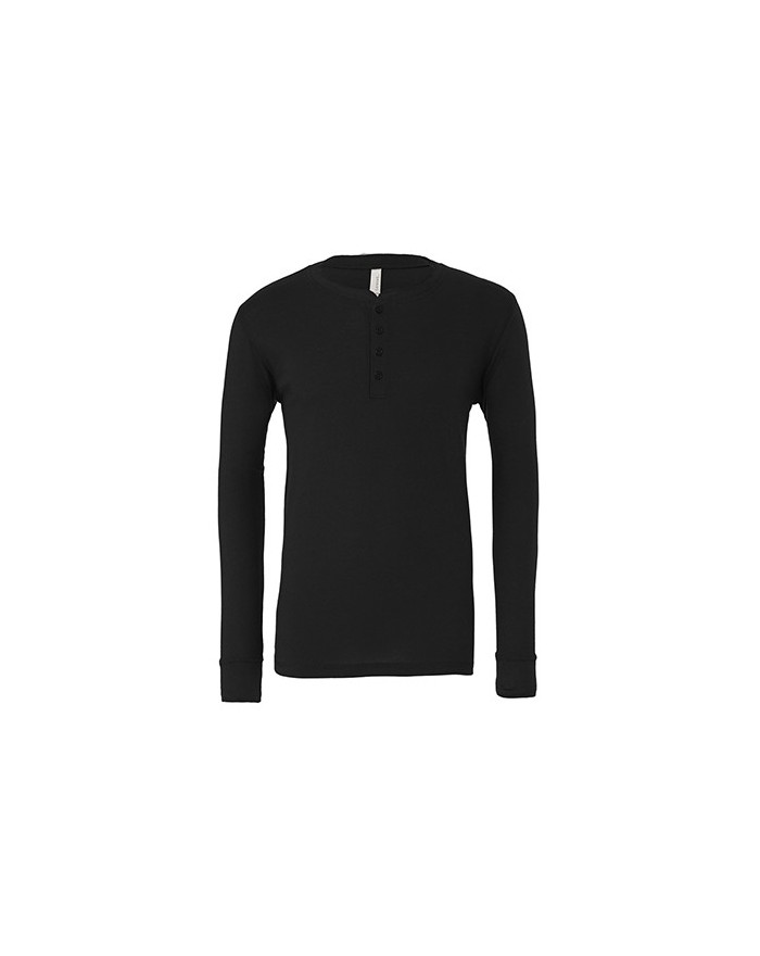 T-Shirt manches longues Jersey Henley - Tee shirt Personnalisé avec marquage broderie, flocage ou impression. Grossiste vetem...