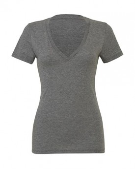T-Shirt Femme Col-V Profond Triblend - Tee-shirt Personnalisé avec marquage broderie, flocage ou impression. Grossiste veteme...