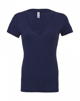 T-Shirt Femme Col-V Profond Triblend - Tee shirt Personnalisé avec marquage broderie, flocage ou impression. Grossiste veteme...