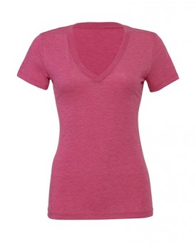T-Shirt Femme Col-V Profond Triblend - Tee-shirt Personnalisé avec marquage broderie, flocage ou impression. Grossiste veteme...