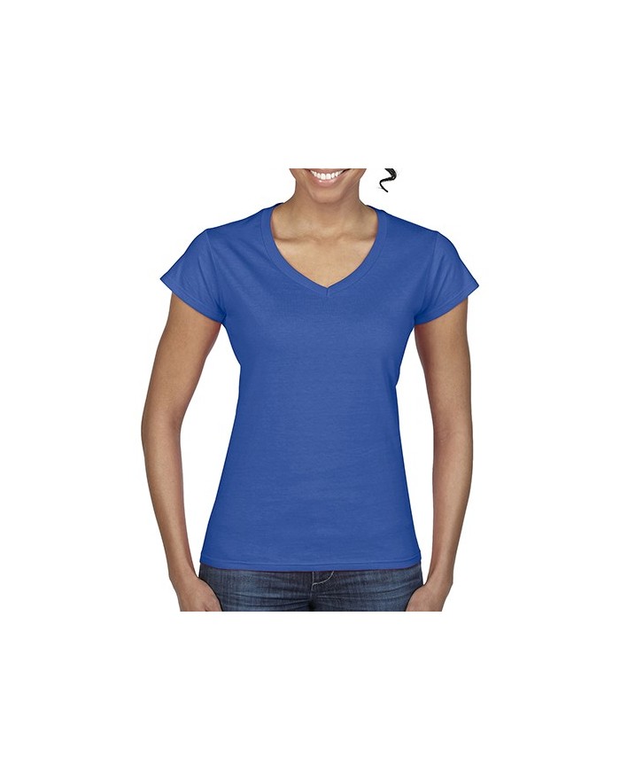T-Shirt Femme Jersey semi-peigné Col-V - Tee shirt Personnalisé avec marquage broderie, flocage ou impression. Grossiste vete...