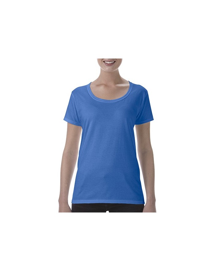 T-Shirt Jersey semi-peigné Femme Col Rond Profond - Tee-shirt Personnalisé avec marquage broderie, flocage ou impression. Gro...