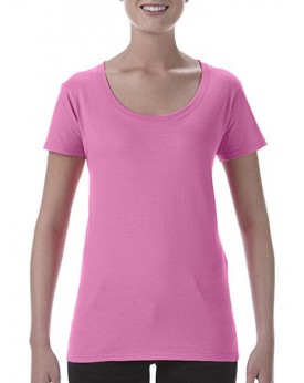 T-Shirt Jersey semi-peigné Femme Col Rond Profond - Tee shirt Personnalisé avec marquage broderie, flocage ou impression. Gro...