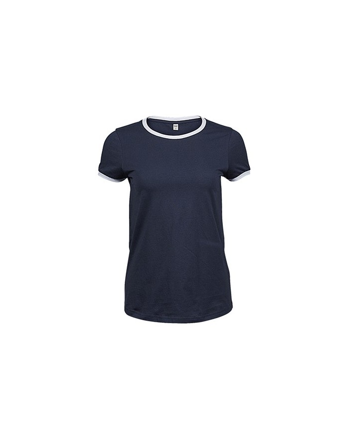 T-Shirt Femme Ringer - Tee shirt Personnalisé avec marquage broderie, flocage ou impression. Grossiste vetements vierge à per...