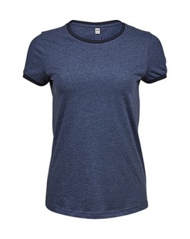 T-Shirt Femme Ringer - Tee-shirt Personnalisé avec marquage broderie, flocage ou impression. Grossiste vetements vierge à per...