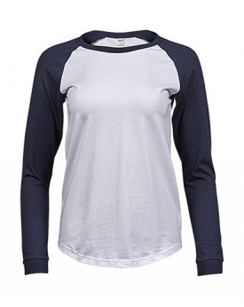T-Shirt Femme Baseball manches longues - Tee-shirt Personnalisé avec marquage broderie, flocage ou impression. Grossiste vete...