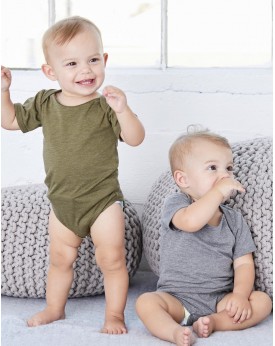 Body Bébé Triblend Onesie Manches Courtes - Vêtements Enfant Personnalisés avec marquage broderie, flocage ou impression. Gro...