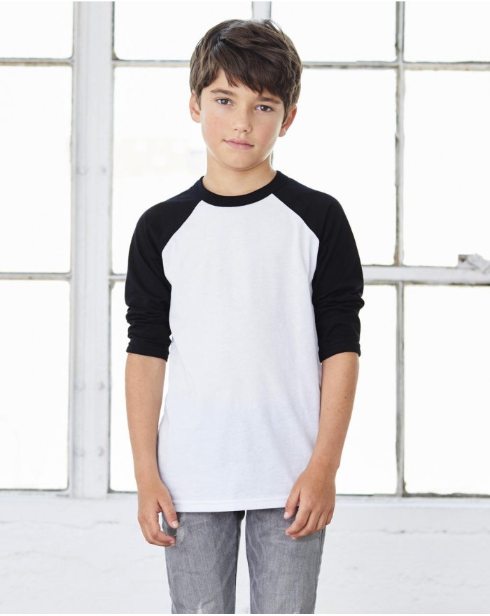 T-Shirt Baseball Enfant Manches 3/4 - Vêtements Enfant Personnalisés avec marquage broderie, flocage ou impression. Grossiste...