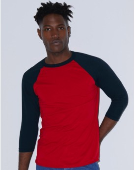 T-Shirt Raglan Unisexe Poly-Coton Manches 3/4 - Tee shirt Personnalisé avec marquage broderie, flocage ou impression. Grossis...